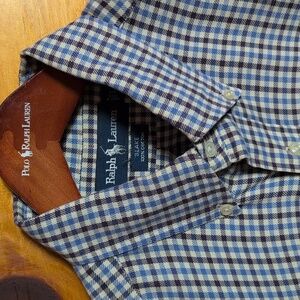 Polo Ralph Lauren "Blake" Button Down Blue & Brown Check Size L
